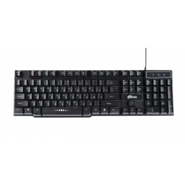 Клавиатура проводная Ritmix RKB-200BL, подсветка, мультимедиа, USB, чёрный