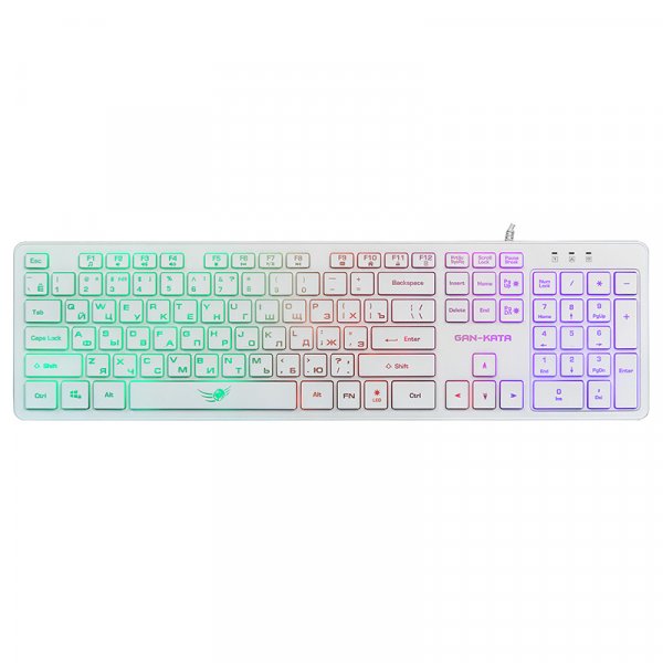 Клавиатура проводная игровая Dialog Gan-Kata KGK-17U, RGB подсветка, USB, белый