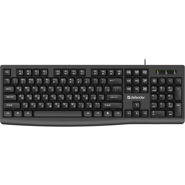 Клавиатура проводная Defender Navigator HB-138 RU, 104 кнопки+FN, 1,8м, чёрный