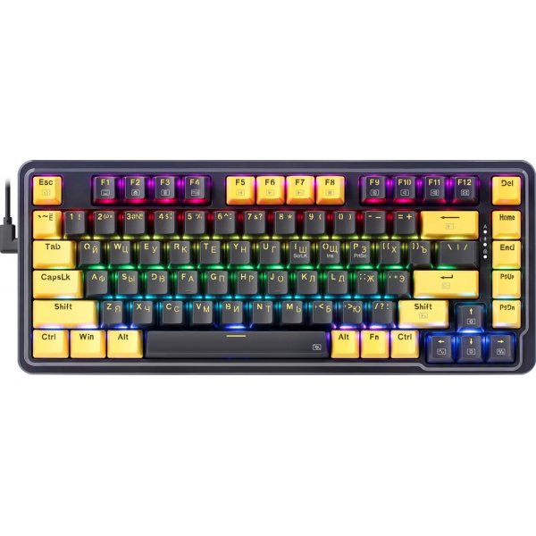Клавиатура проводная игровая Redragon Elf RU, RGB, гаскет, фиолетово-жёлтый