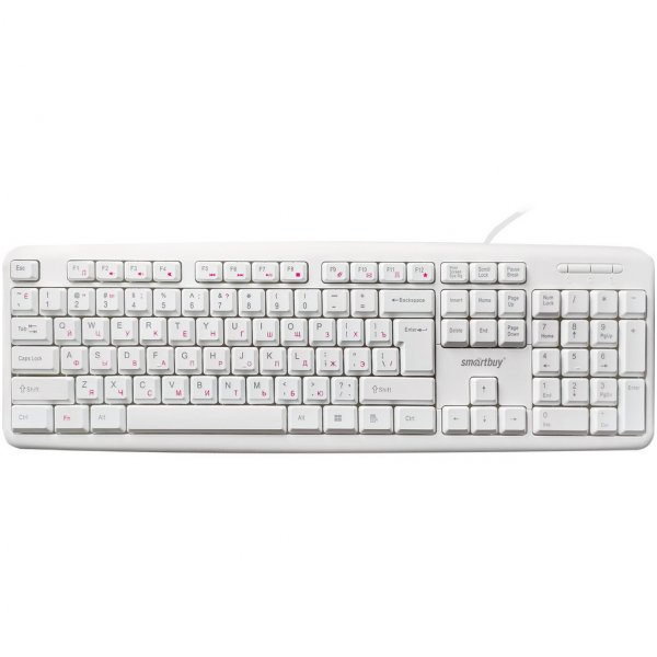 Клавиатура проводная Smartbuy SBK-210U-W ONE, мультимедиа, USB, белый