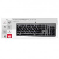 Клавиатура проводная Smartbuy SBK-233, мультимедиа, USB 2.0, серый