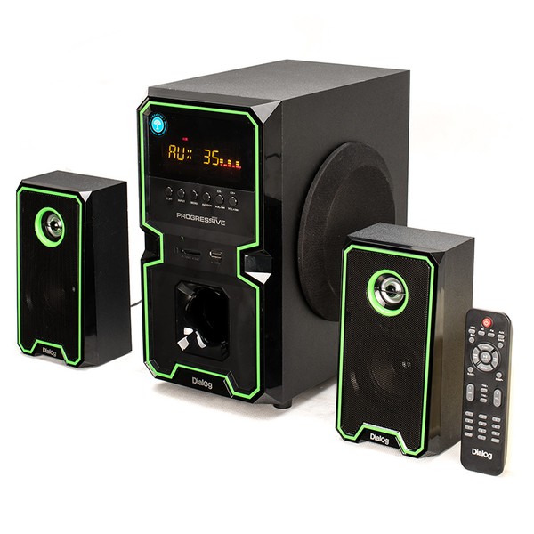 Акустические колонки Dialog AP-222B Progressive, 2.1, 30W+2*10W RMS, Bluetooth, USB, SD, чёрный