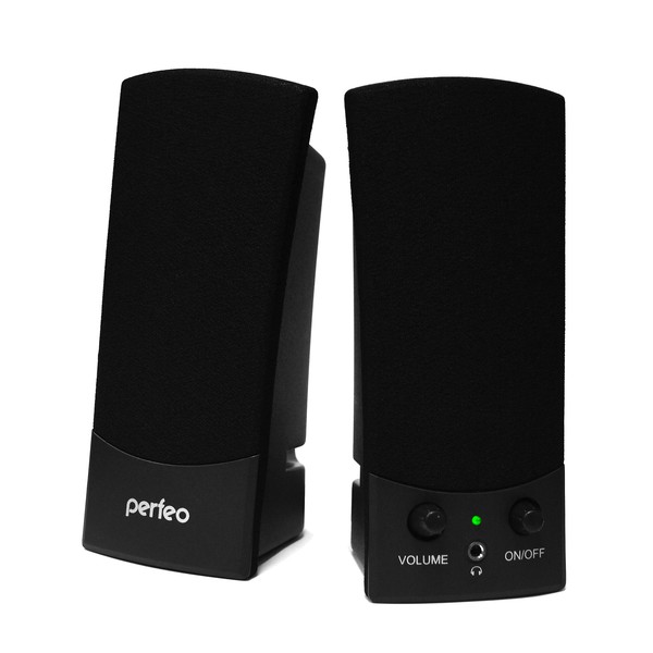 PF-210 Perfeo Колонки UNO 2.0, мощность 2*0.5 Вт (RMS), чёрные, USB (24)