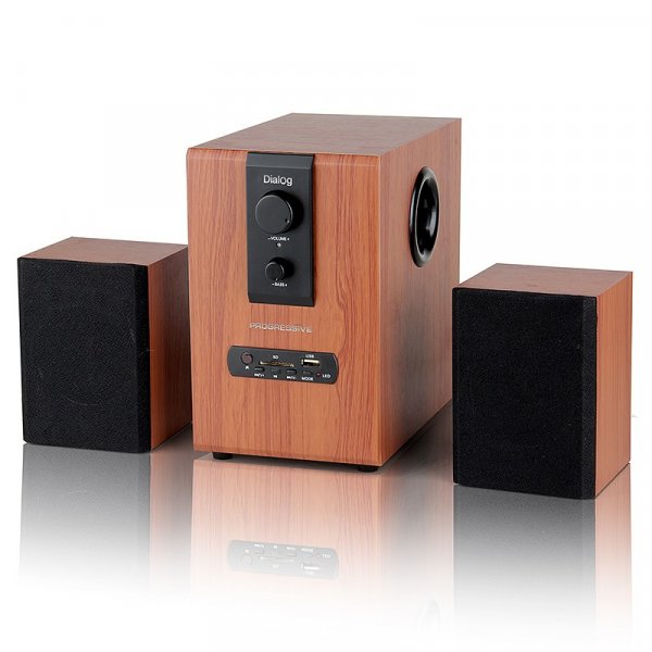 Акустические колонки Dialog AP-150 BROWN Progressive 2.1, 10W+2*5W RMS, USB, SD, коричневый