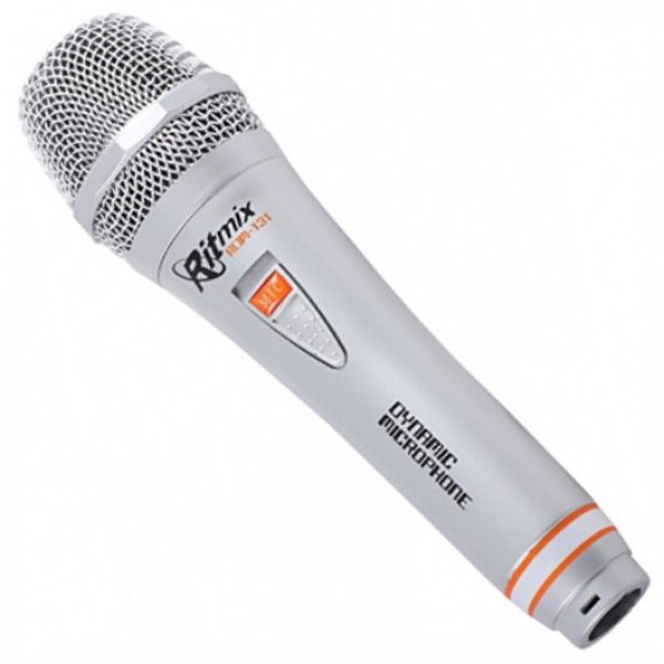 Микрофон для караоке RDM-131 серебристый, пластик, кабель 3м, Ritmix