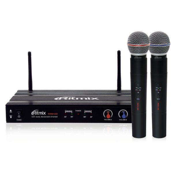 Набор беспроводных микрофонов RWM-221 black (2 шт.) Ritmix