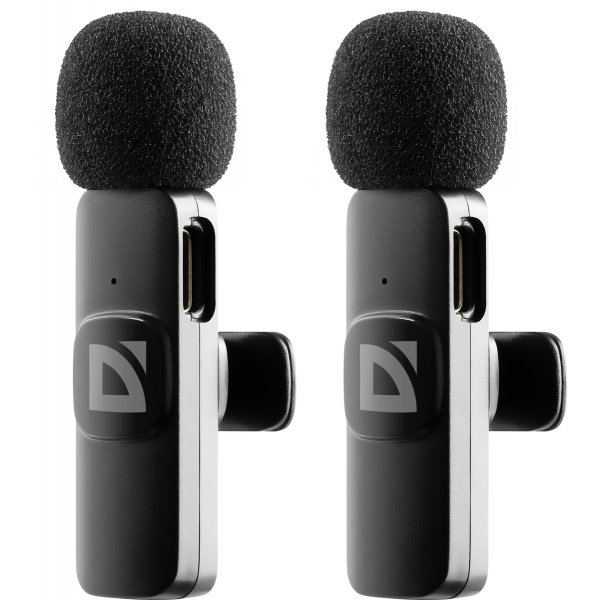 Микрофон Defender Talky-138 wrls, петличный, на прищепке, чёрный (2 шт)