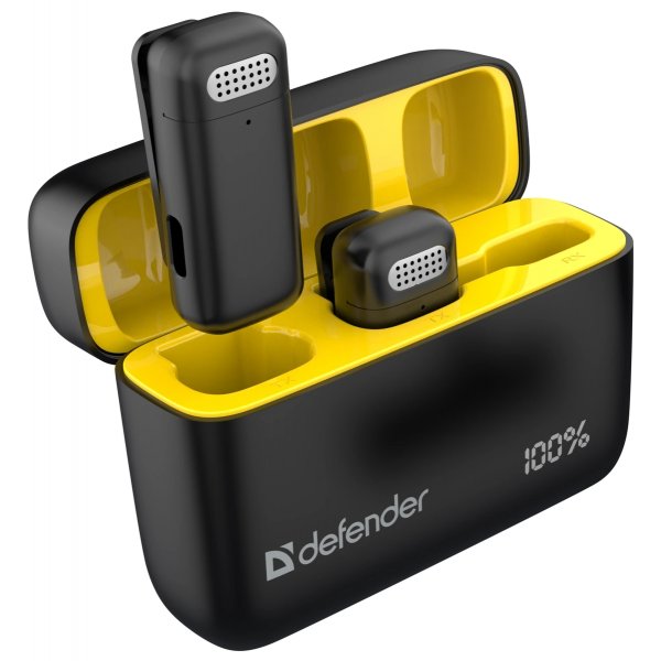 Микрофон Defender Talky-139 wrls, петличный, кейс, чёрный (2 шт)