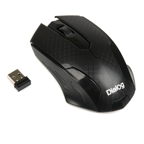 Мышь беспроводная MROP-07U BLACK Dialog Pointer RF 2.4G Optical-3 кнопки+ролик прокрутки,USB,чёрная