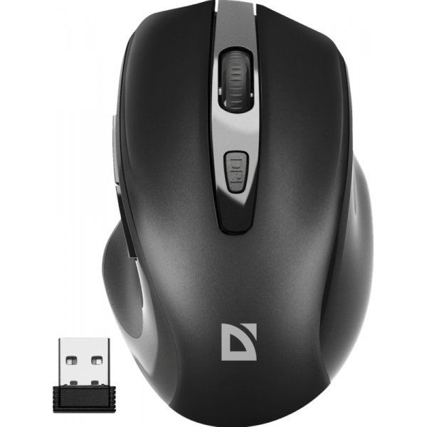 Мышь беспроводная Defender Prime MB-053, оптическая, 6 кнопок, 6D, 800-1600 dpi, бесшумная, чёрный