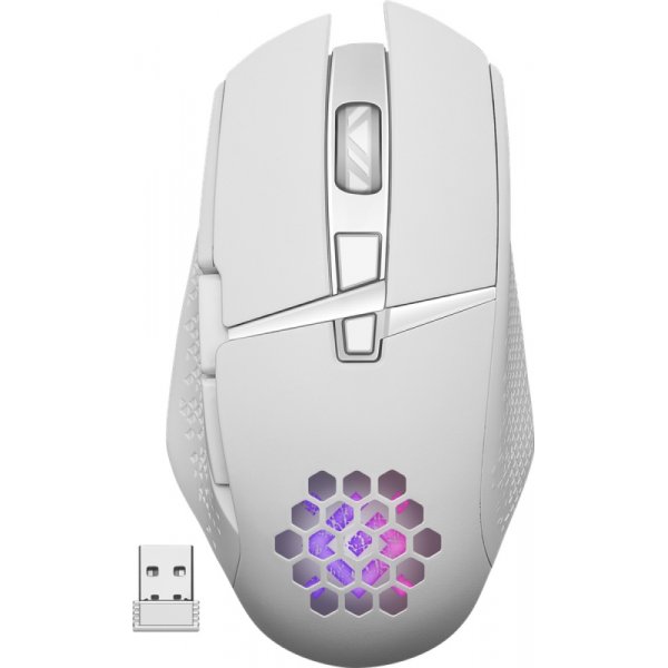 Мышь беспроводная игровая Defender Glory GM-514, LED, 7D, 400 мАч, 7 кнопок, 3200 dpi, белый