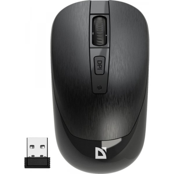 Мышь беспроводная Defender Wave MM-995, оптическая, 4 кнопки, 4D, 800-1600 dpi, бесшумная, чёрный