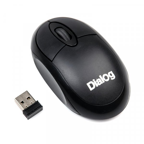 Мышь беспроводная MROC-10U Dialog Comfort RF 2.4G Optical-3кнопки+ролик прокрутки,USB, чёрная