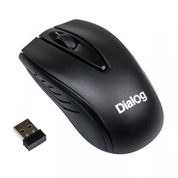 Мышь беспроводная MROC-17U Dialog Comfort RF 2.4G Optical-3кнопки+ролик прокрутки,USB, чёрная