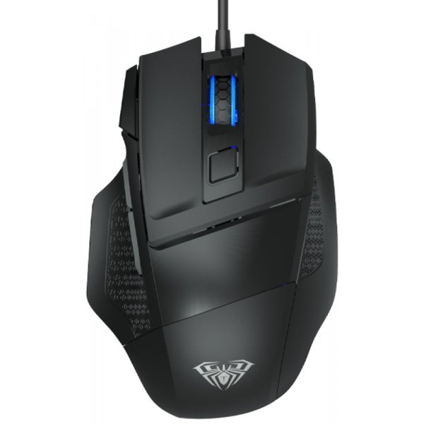 Мышь проводная игровая AULA S12, оптическая, 7 кнопок, 800-4800 dpi, 4 цвета, USB, чёрная