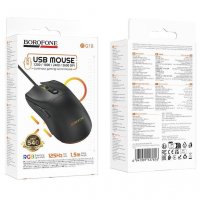 Мышь проводная игровая Borofone BG18, чёрный