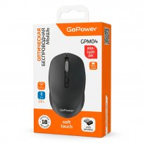 Мышь беспроводная GoPower GPM04 USB/Bluetooth, бесшумная, перезаряжаемая, Soft-Touch черный