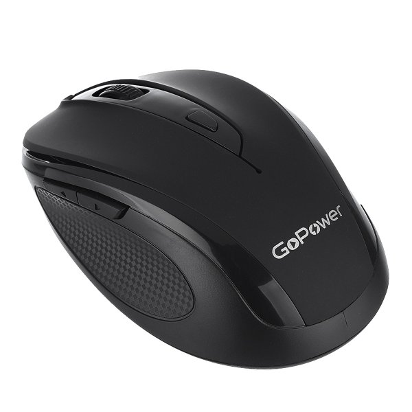 Мышь беспроводная GoPower GPM03 классическая USB бесшумная Soft-Touch черный