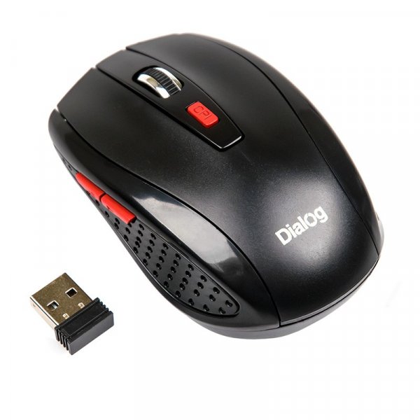 Мышь беспроводная MROP-01U BLACK Dialog Pointer RF 2.4G Optical-5кнопок+ролик прокрутки,USB,чёрная