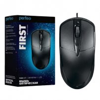 Мышь проводная Perfeo FIRST, оптическая, 3 кнопки, USB, 1000 dpi, чёрная