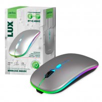 Мышь беспроводная Perfeo LUX, бесшумная, 4 кн, акк. 500 mAh, Type-C, 1600 dpi, продсветка, серая