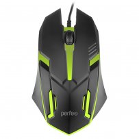 Мышь проводная игровая Perfeo GRAF, оптич., подсветка 7 цветов, 3 кнопки,1000 dpi, USB, чёрный