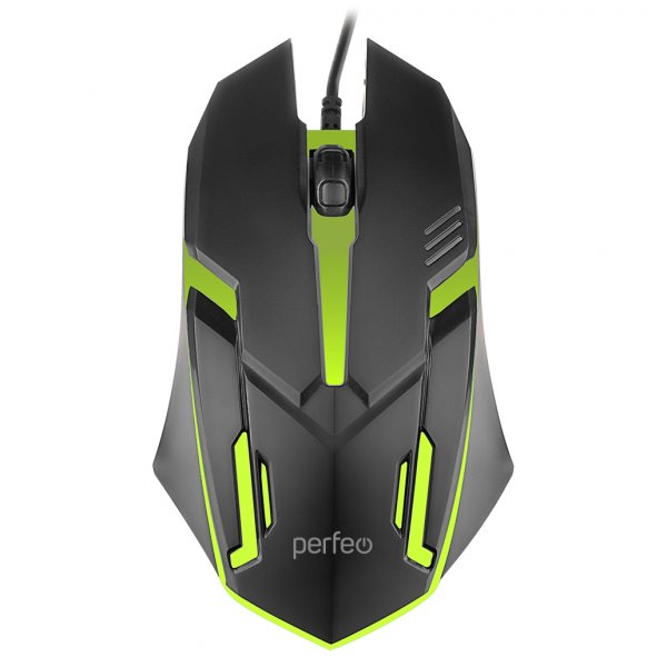 Мышь проводная игровая Perfeo GRAF, оптич., подсветка 7 цветов, 3 кнопки,1000 dpi, USB, чёрный