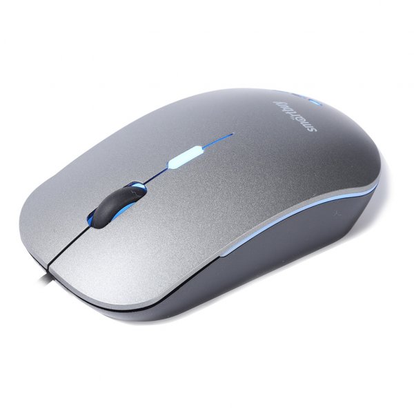 Мышь проводная Smartbuy SBM-288-G, беззвучная, подсветка, серый металлик