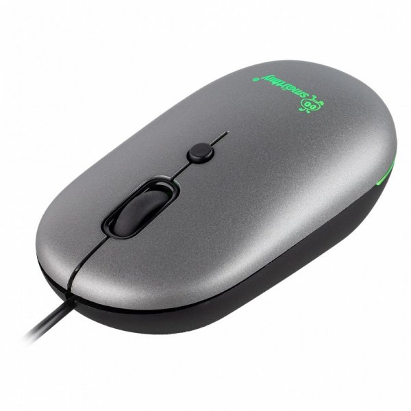 Мышь проводная Smartbuy SBM-328-G, беззвучная, подсветка, серый металлик