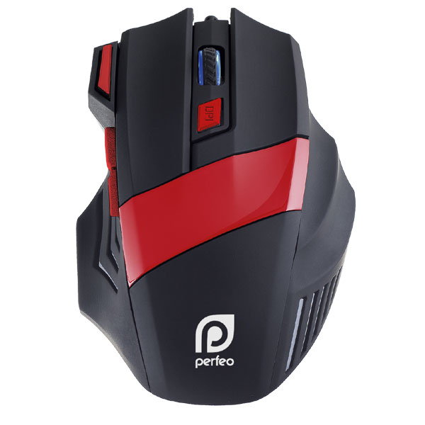 Мышь проводная PF-1711-GM Perfeo оптическая, "DREAMGEAR" GAME DESIGN, 7 кн, USB, подсветка, чёрн/красная