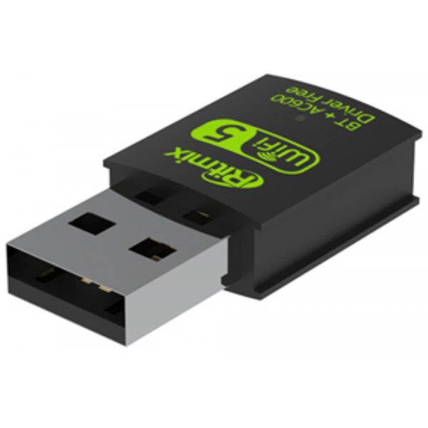 Адаптер беспроводной USB - Wi-Fi+Bluetooth для ПК Ritmix RWA-550 (BT4.2, 802.11ac/b/g/n, 2.4+5ГГц)