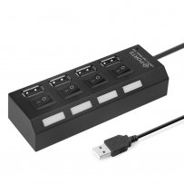 USB-хаб 4 порта SBHA-7204-B Smartbuy, с кнопками вкл/выкл, чёрный