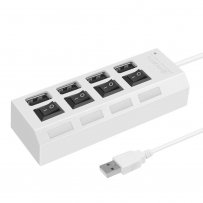 USB-хаб 4 порта SBHA-7204-W Smartbuy, с кнопками вкл/выкл, белый
