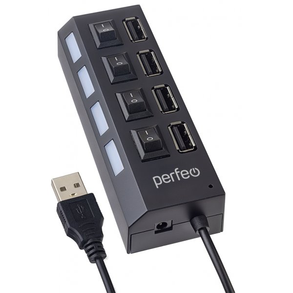 USB-хаб 4 порта PF-H030 Perfeo чёрный