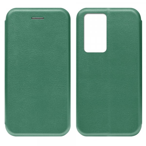 Huawei P40 Pro Чехол-книжка с силиконовой вставкой + магнит, тёмно-зелёный