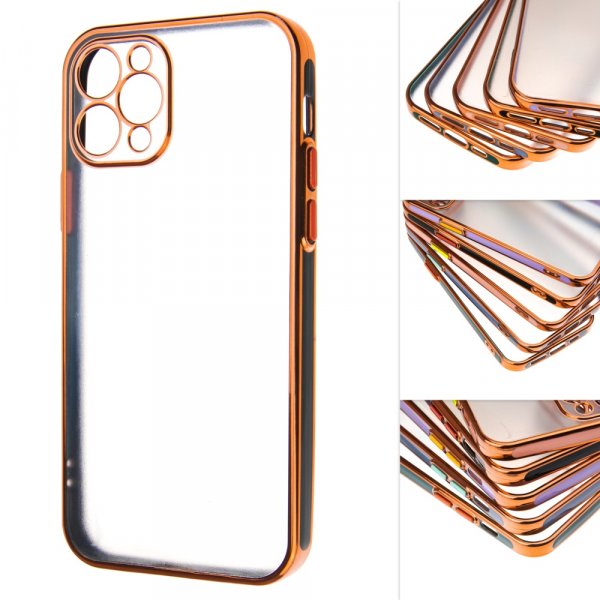iPhone 11 Pro (5.8") Бампер чехол пластик с окантовкой розовое золото, чёрный