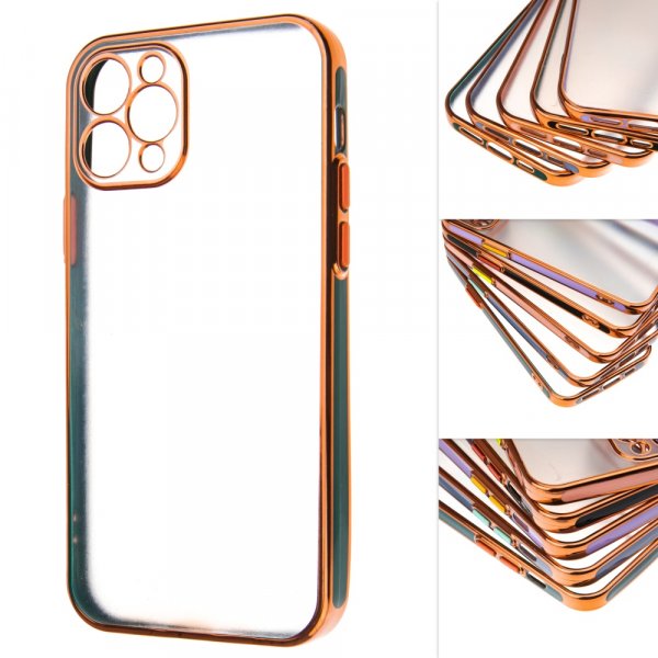 iPhone 11 Pro (5.8") Бампер чехол пластик с окантовкой розовое золото, зелёный