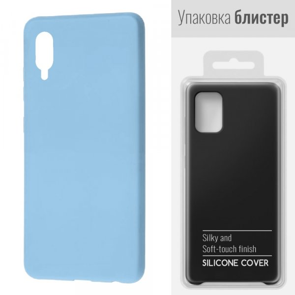 Samsung M02 Бампер чехол силиконовый матовый, голубой (блистер)