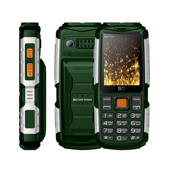 Мобильный телефон BQ 2430 Tank Power (2.4" / 4000мАч) Зелёный+Серебро