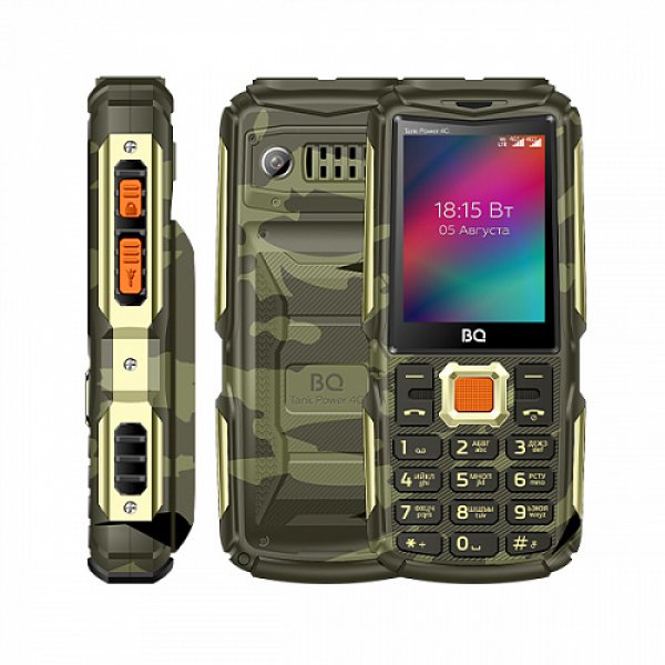 Мобильный телефон BQ 2410L Tank Power 4G (2.4" / 4000мАч / Type-C) Camouflage+Gold