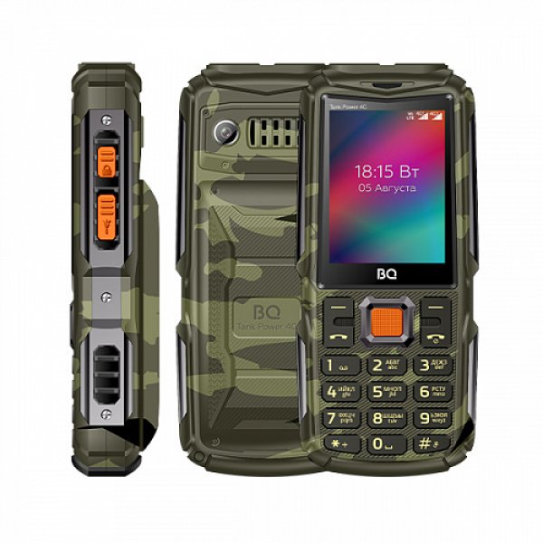 Мобильный телефон BQ 2410L Tank Power 4G (2.4" / 4000мАч / Type-C) Camouflage+Gunmetal