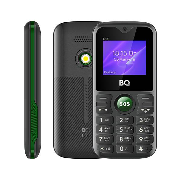 Мобильный телефон BQ 1853 Life (1.77" / 600мАч) Чёрный+Зелёный