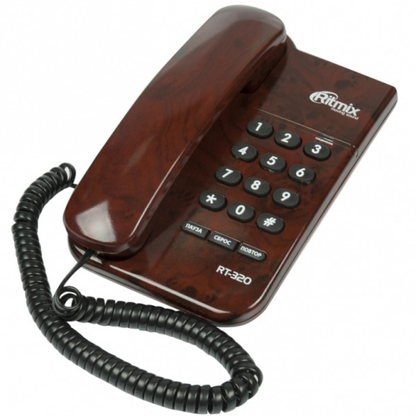 Проводной телефон Ritmix RT-320 (настольный/настенный), мраморный кофе