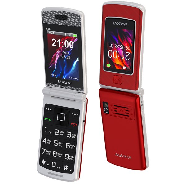 Мобильный телефон Maxvi E28 (2.8"+2.4" / 2000мАч / Type-C) red