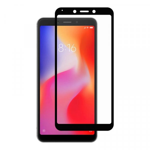Стекло защитное Xiaomi Redmi 6/6A 9D (в тех.упаковке), чёрное