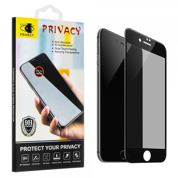 Стекло защитное iPhone  7 / 8 PRIVACY, чёрное (чёрн.уп.)