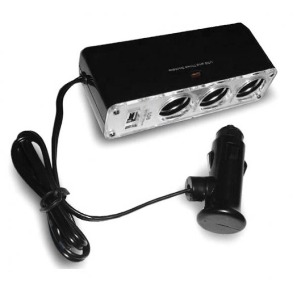 AVS CS313U Разветвитель прикуривателя 12/24 (на 3 выхода+USB)