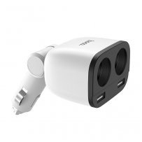 Разветвитель прикуривателя Hoco Z28, (2+2 USB) 3,1А с дисплеем, белый