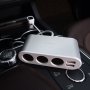 Разветвитель прикуривателя Hoco Z13, (3+2 USB) 2.1А с дисплеем, серебристый